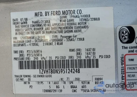 2009 Ford Mustang from USA, damaged, VIN 1ZVHT80N595124248